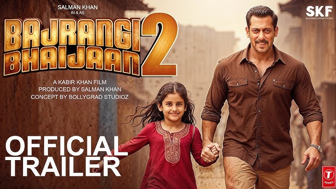 Salman Khan holding a girl’s hand in the Bajrangi Bhaijaan 2 movie poster