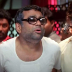 "Hera Pheri trio – Akshay Kumar, Paresh Rawal, and Suniel Shetty in a shocked expression from the classic Bollywood comedy film."