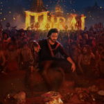 Poster of Mirai shows a character in a red outfit standing with a staff in hand, facing a glowing solar eclipse against a dramatic landscape, with the title "Mirai" at the bottom.